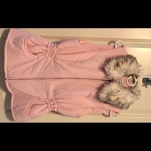 Pink Puffer Vest with Detachable Faux Fur Collar